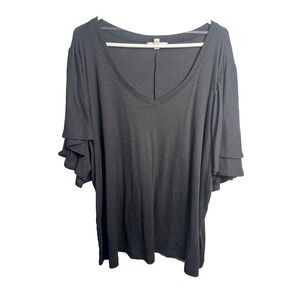 terra & sky womens black short sleeve shirt plus size 3X XXXL 24w 26w